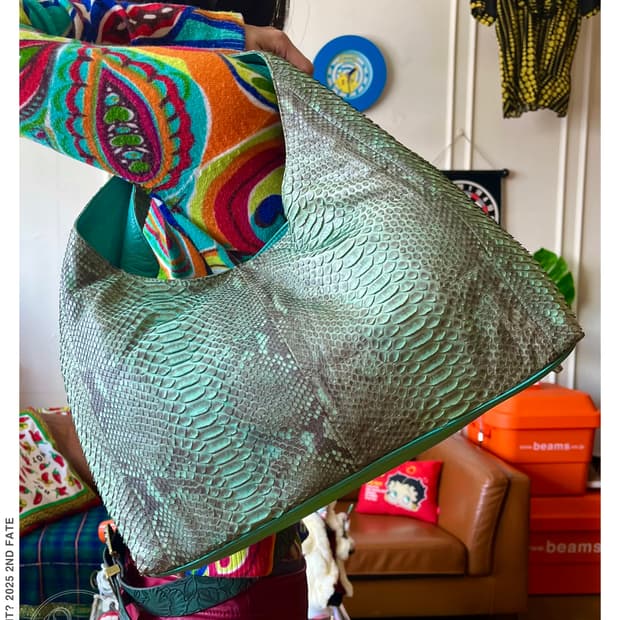 Real Python Skin Leather Shoulder Bag