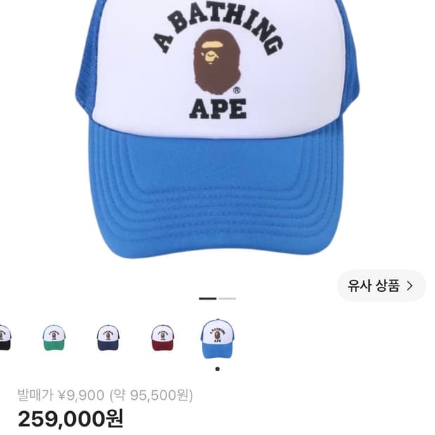 베이프 컬리지 메쉬캡 볼캡 블루
