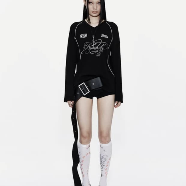 Kashiko 카시코 와플 럭비 티 (블랙)