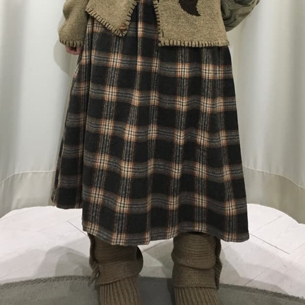 Caramel check skirt