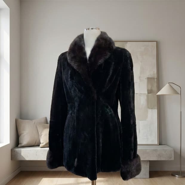 지고트(JIGOTT) 리얼 쉬어드 밍크 100% 하프 코트