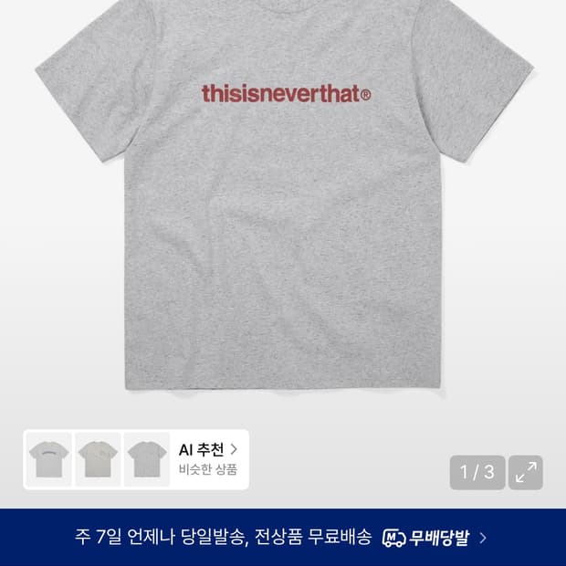 디스이스네버뎃 반팔 그레이 L