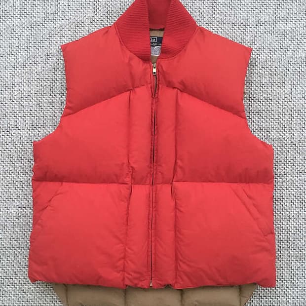 90s washed poplin-cotton down vests