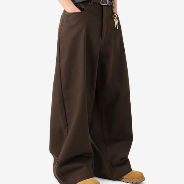로파이 와이드 치노 브라운