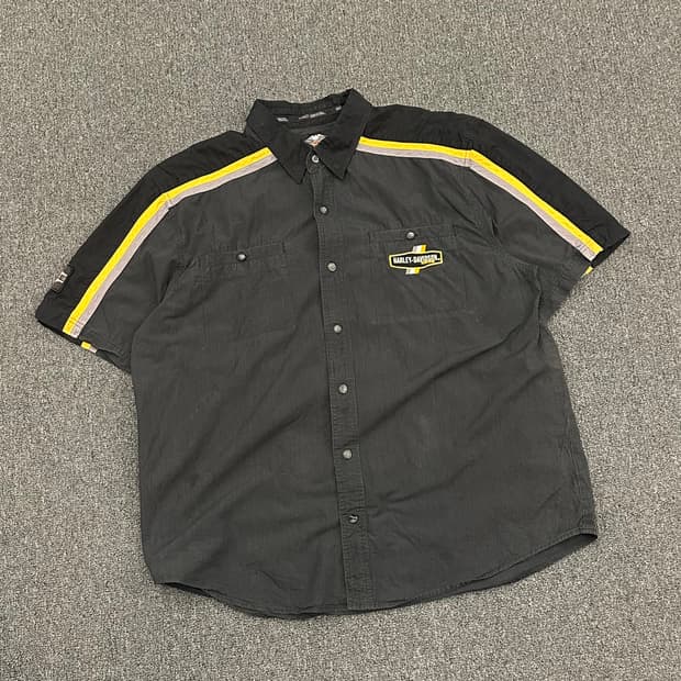 XL)할리데이비슨 vintage 옐로우 트랙 반팔셔츠