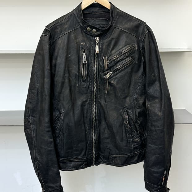 Energie 이태리 페이드 바이커 레더 자켓