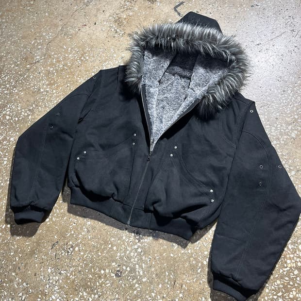 Reversible Sculpted Fur Bomber Jacket