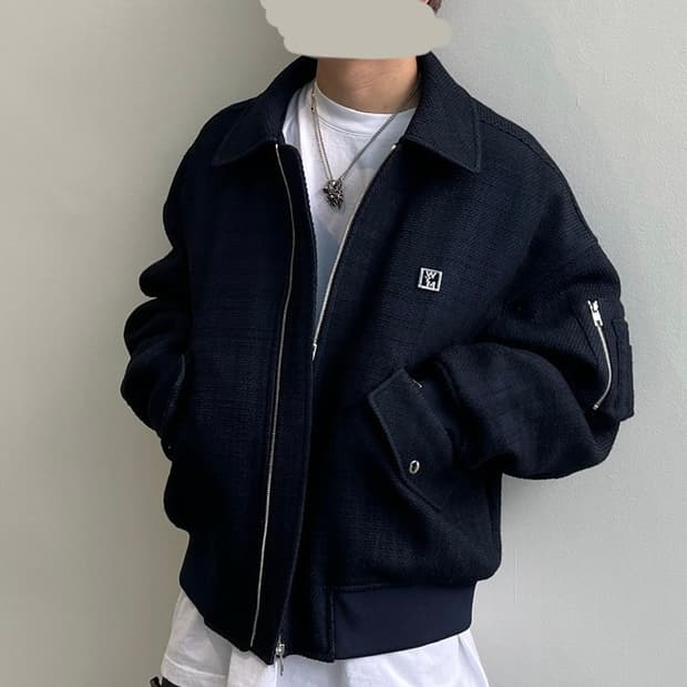 46)우영미 24fw 네이비 트위드 MA-1