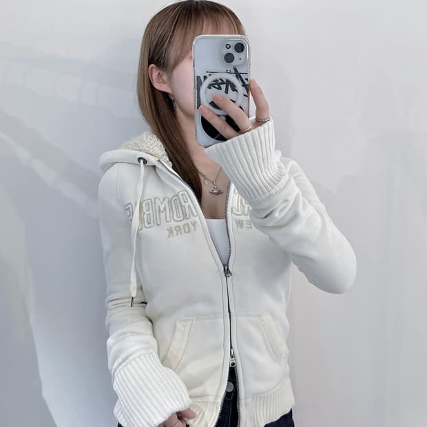 아베크롬비 빅로고 투웨이 양털 후드집업