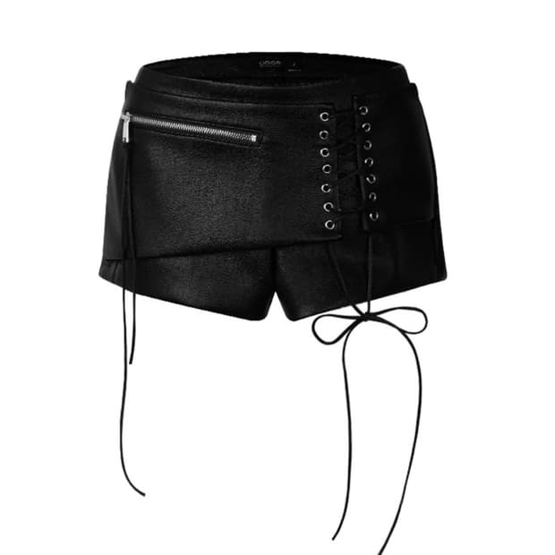 [택O새상품] 오도어 parel 레더 쇼츠 1 / 레이스업 반바지