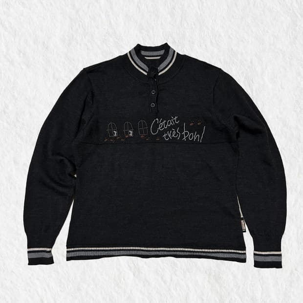 빈티지 울100% 자수포인트 니트