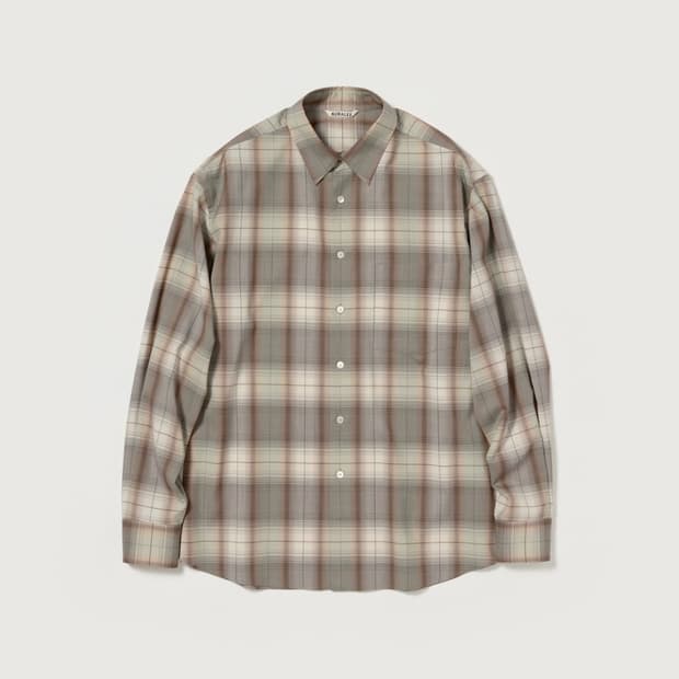 (4) 오라리 25ss 울체크셔츠 (브라운 그레이)