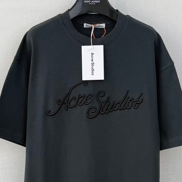 아크네 스튜디오 로고 티셔츠 페이드 블랙 L