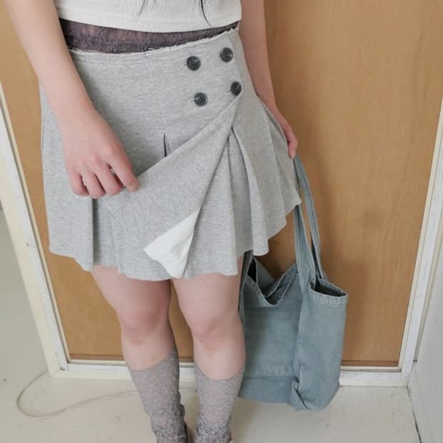 히피디피 low wrap pleats skirt (2color)