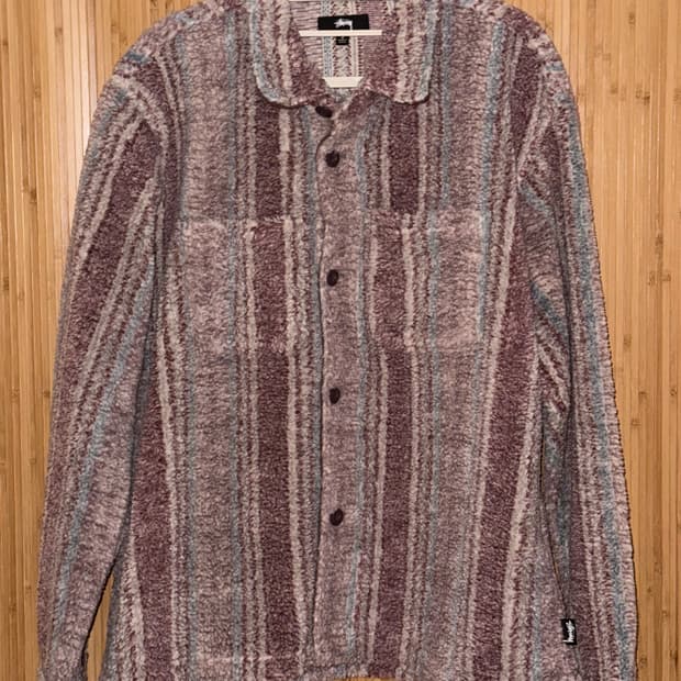 스투시 쉐르파 스트라이프 자카드 플리스 셔츠 S 