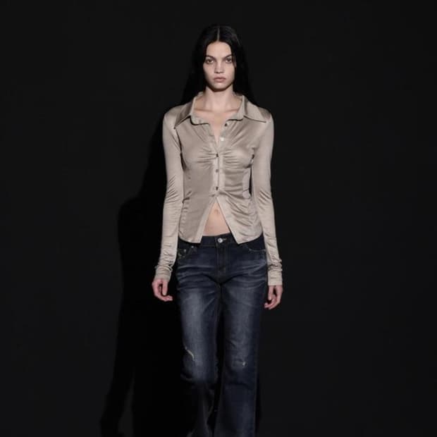 보헤미안 서울 셔링 셔츠 베이지