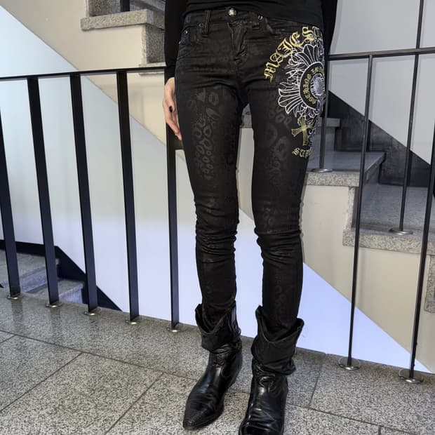 gothic cross leopard pants