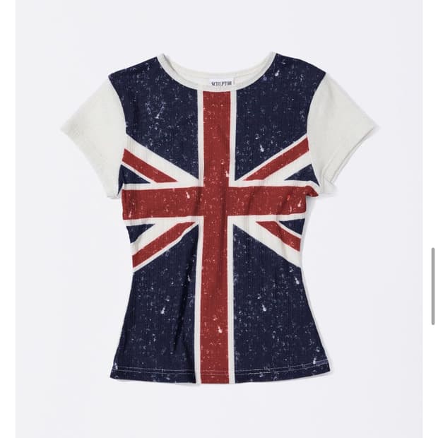 스컬프터 union Jack Baby Tee White