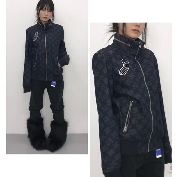 지스타 로고 흑청 데님자켓