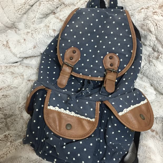 빈티지 모리걸 쓰리포켓 레이스 백팩 도트 