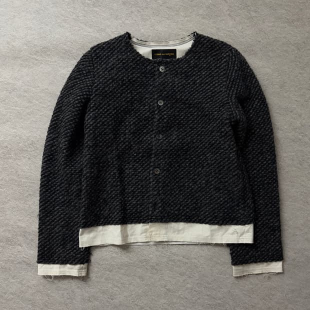 꼼데가르송 레어이드 울 니트 가디건