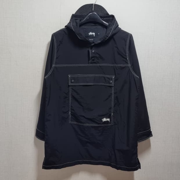 ( M ) 스투시 아노락 후드 블랙 바람막이