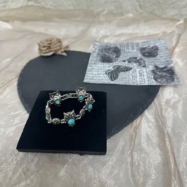 빈티지  부엉이 터키석 팔찌