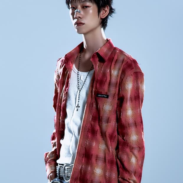 레씨토 프린지 체크셔츠 핑크