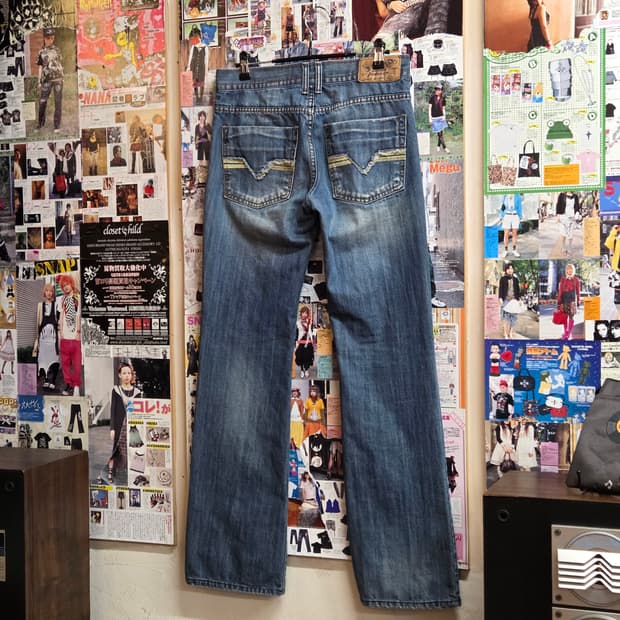 디젤 연청 세미 부츠컷 팬츠