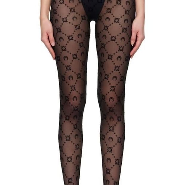 [S]MARINSERRE 마린세르 문크레센트 메쉬 플록 타이즈 스타킹