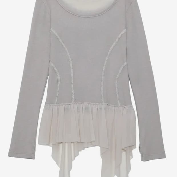 플레어업 Layered Lace Frill Long Sleeve 그레이