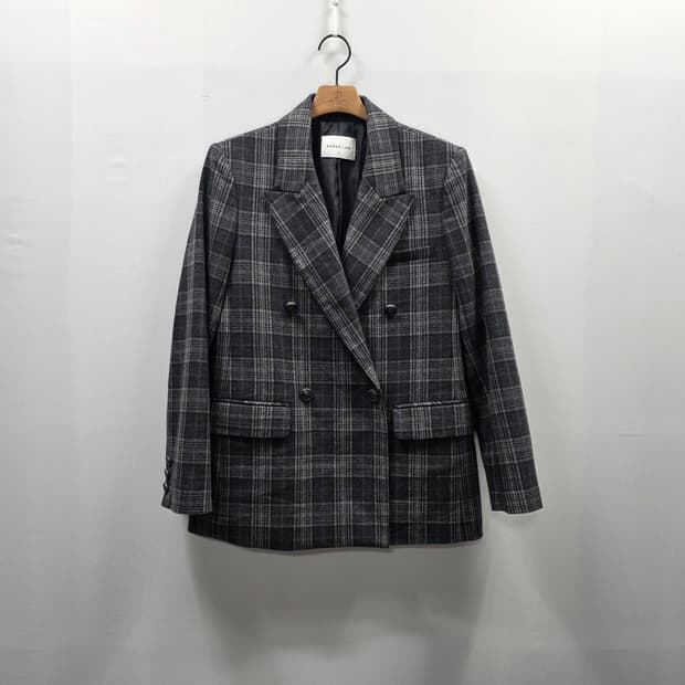 1757 [derek lam] 체크 패턴 더블 브레스티드 버튼 재킷 55