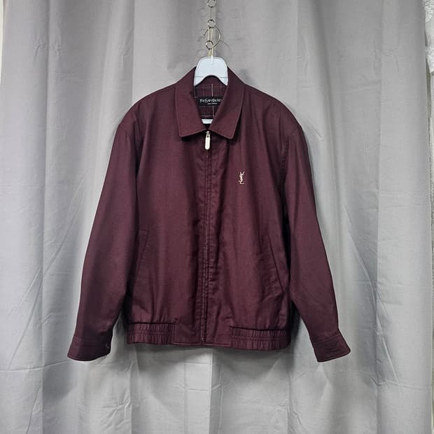 입생로랑 버건디 봄버 자켓 95