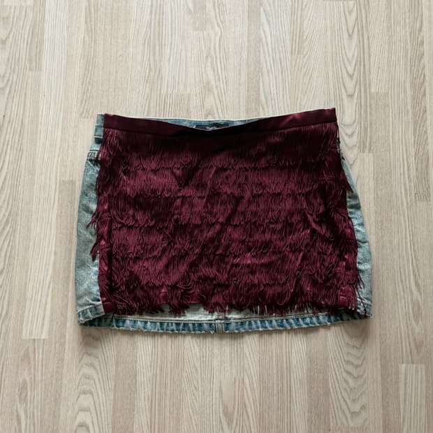 Undercover denim tassel mini skirt