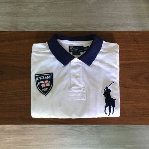 폴로 빅포니 잉글랜드 반팔 럭비티 화이트