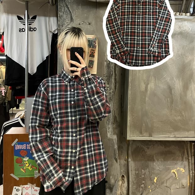 폴로 랄프로렌 체크 셔츠 블랙 L #csz2015