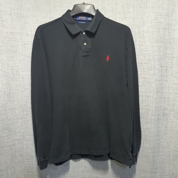 폴로 랄프로렌 커스텀 슬림핏 긴팔 카라티 블랙 2XL