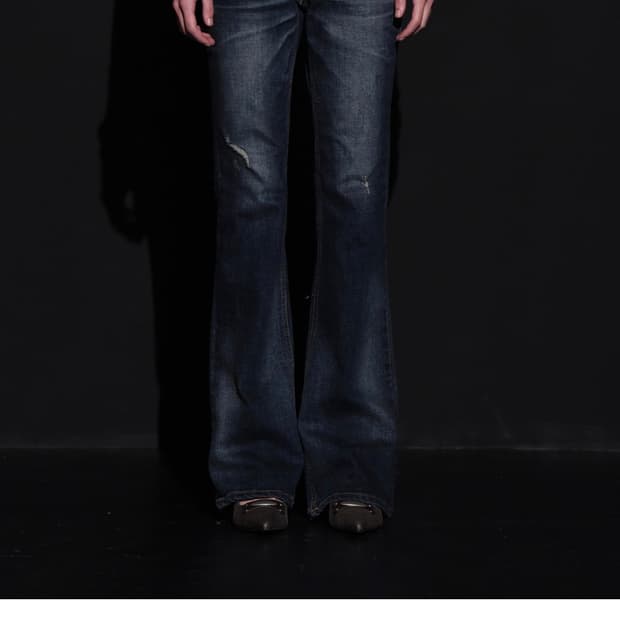 보헤미안서울 보헴서 딥 블루 워싱 부츠 컷 데님 팬츠 M