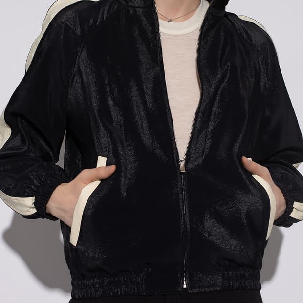 생로랑 로고 트랙 블루종 자켓 46