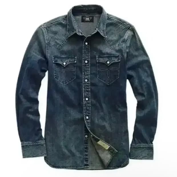 RRL 웨스턴 셔츠 슬림핏 더블알엘 다크워시 중청
