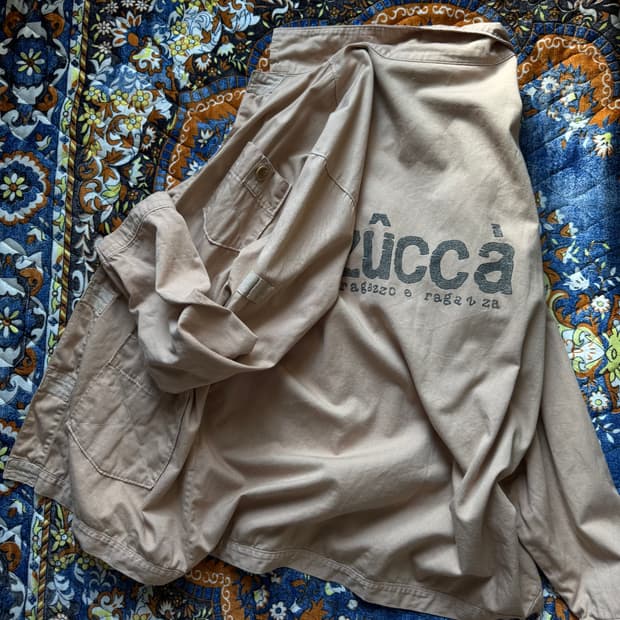 Zucca 빈티지 밀리터리 주카 로고 프린팅 사파리 버튼 포켓 야상 자켓