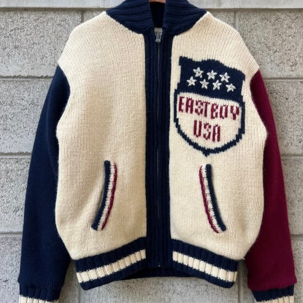 1990S EASTBOY KNIT ZIP UP BOMBER 니트울붐버