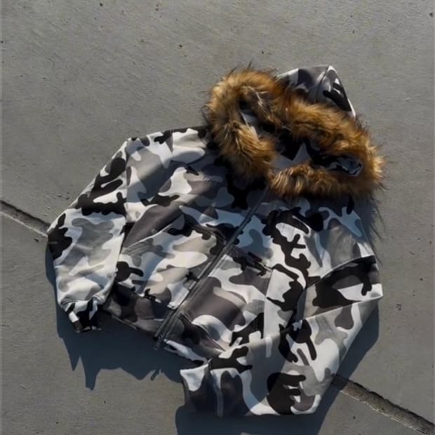 9/s project fur zip up hoodie snow camo