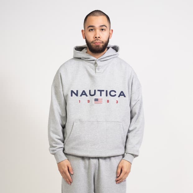 노티카 1983 플래그 남녀공용 후드티 멜란지 그레이