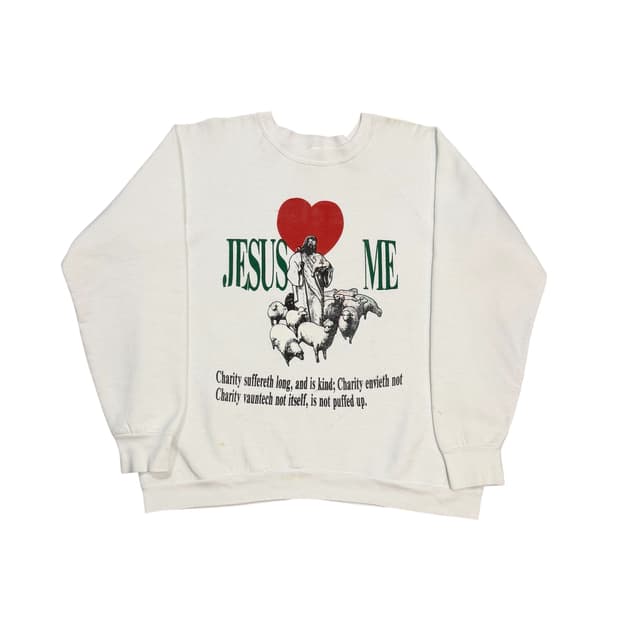 빈티지 90s Jesus Loves Me 스웻셔츠