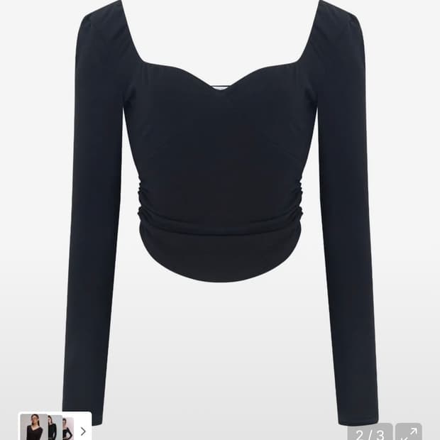 플리즈노팔로우 플노팔 미스티 셔링 롱 슬리브 탑 블랙