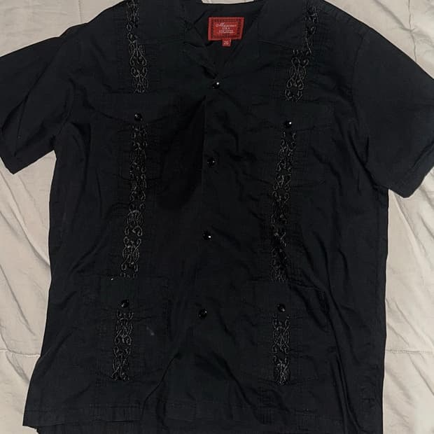 90s maximos usa 빈티지 4포켓 쿠바반팔 셔츠 블랙