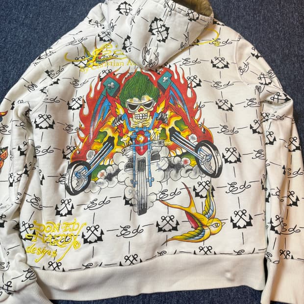 Ed Hardy 에드하디 타투 퍼 후드집업 XL