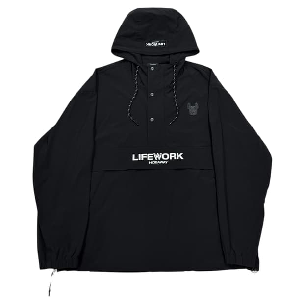 라이프워크 릴렉싱 나일론 긴팔 아노락 후드티 블랙 L