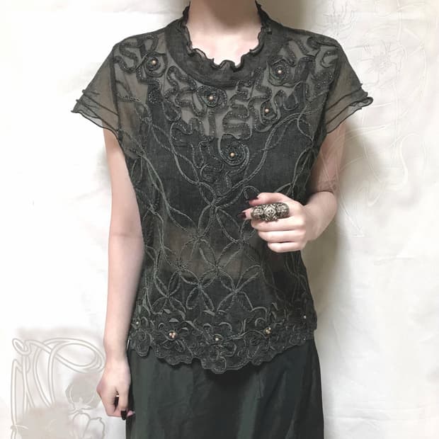 METURE KREIN 시스루 반팔 탑